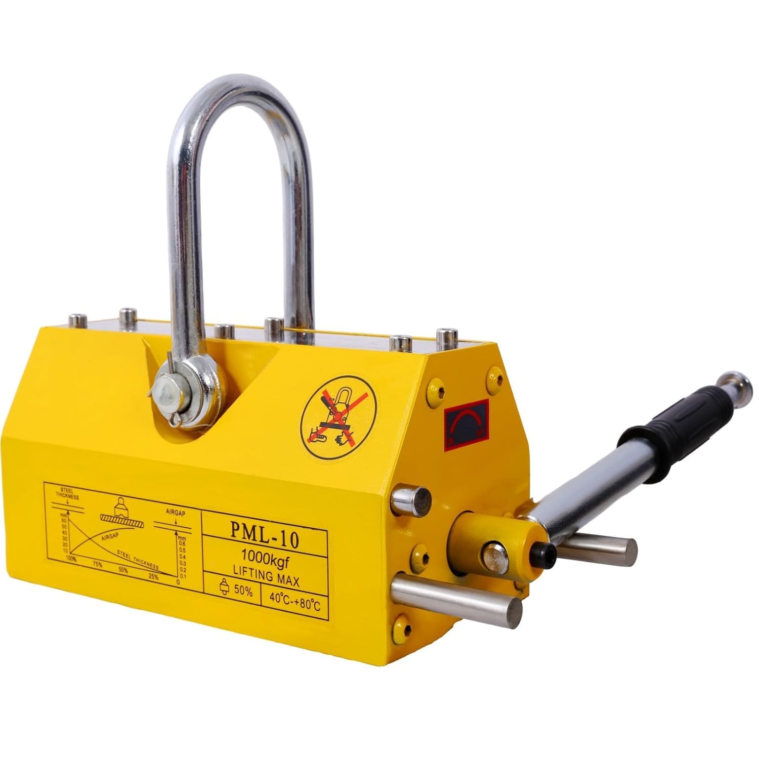 Hochleistungs-permanentmagnetheber Mit Sicherheitsgriff, Industriemagnet Zum Heben Von Stahlplatten Und Rundmaterialien, Starker Halt, Effizientes Werkzeug 2200LBS