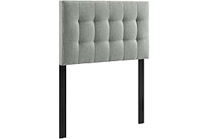 Modway Lily Tufted Linen Fabric Upholstered Headboard for Twin Bed, Gray
