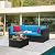 Devoko 4 Pieces Patio Furniture Sets All-Weather Outdoor Sectional Sofa Manual Weaving Wicker Rattan Patio Conversation Set with Cushion and Glass Table (Blue)
