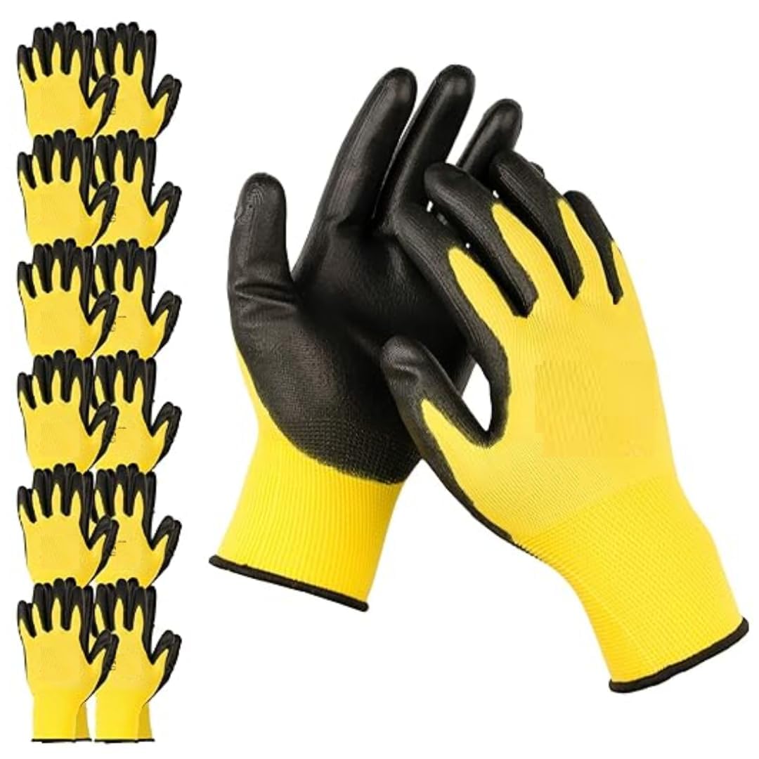 See full amazon price history chart for QTM Safety Hand Work Gloves PU Coated Seamless Knit Glove with Smooth Grip on Palm & Fingers Ideal for Cut Resistant Industrial Domestic General Duty Work Hand Gloves (PACK OF 10 PAIR, YELLOW BLACK) QTM Safety Hand Work Gloves PU Coated Seamless Knit Glove with Smooth Grip on Palm & Fingers Ideal for Cut Resistant Industrial Domestic General Duty Work Hand Gloves (PACK OF 10 PAIR, YELLOW BLACK) (B0CWP5YPDR) Amazon Price History, Amazon Price Tracker