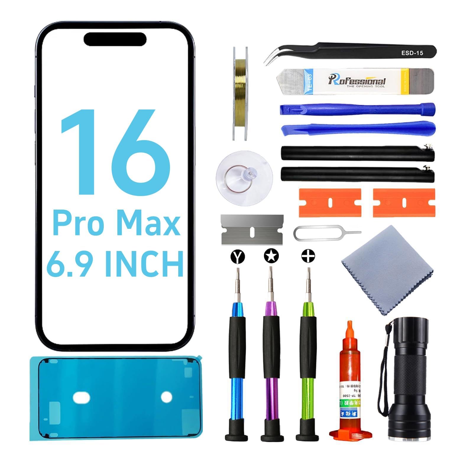 Schermo LCD Retina HD+ Per IPhone 16 Pro Max 6.9” – Con Strumenti E Pellicola Inclusi