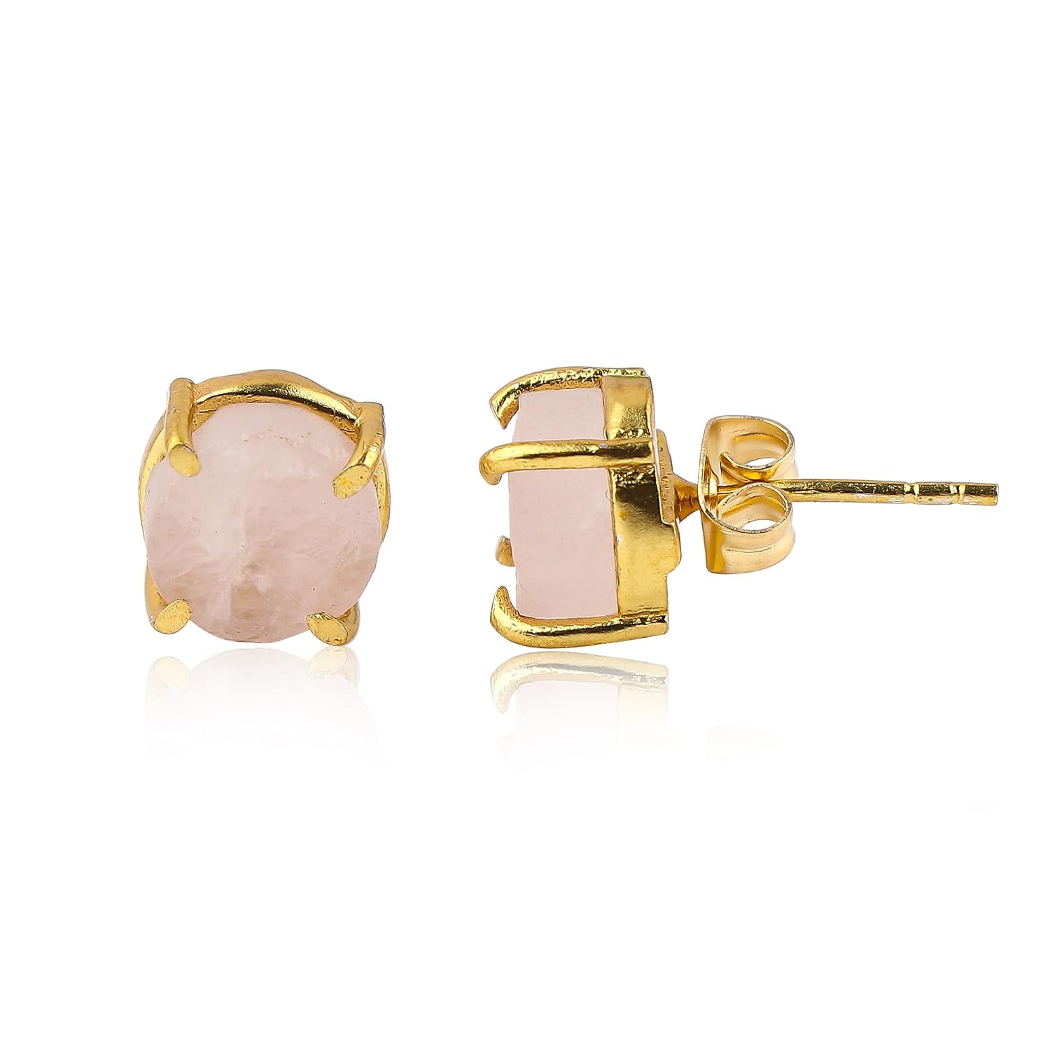 Raw Crystal Stud Earrings for Women, Natural Gemstone Jewelry, 14K Gold Plated Hypoallergenic Posts, Handmade Dainty Minimalist Earrings for Everyday Wear