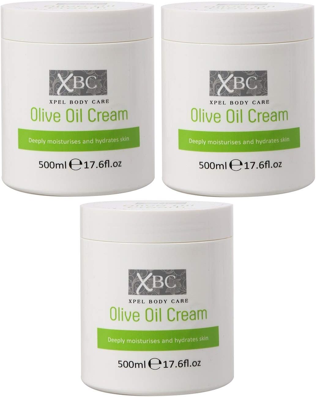 XBC Olive Oil Cream (3 x 500ml) Large Tub Deeply Moisturises and Hydrates