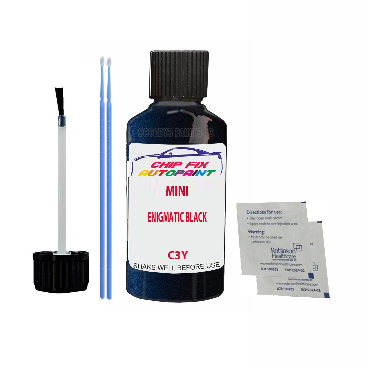 Scoobys Paints Back In The Mix Enigmatic Black Touch Up Paint For Mini Cooper C3y 2018-2022 30Ml Bottle Brush Scratch Stone Chip Repair Pen