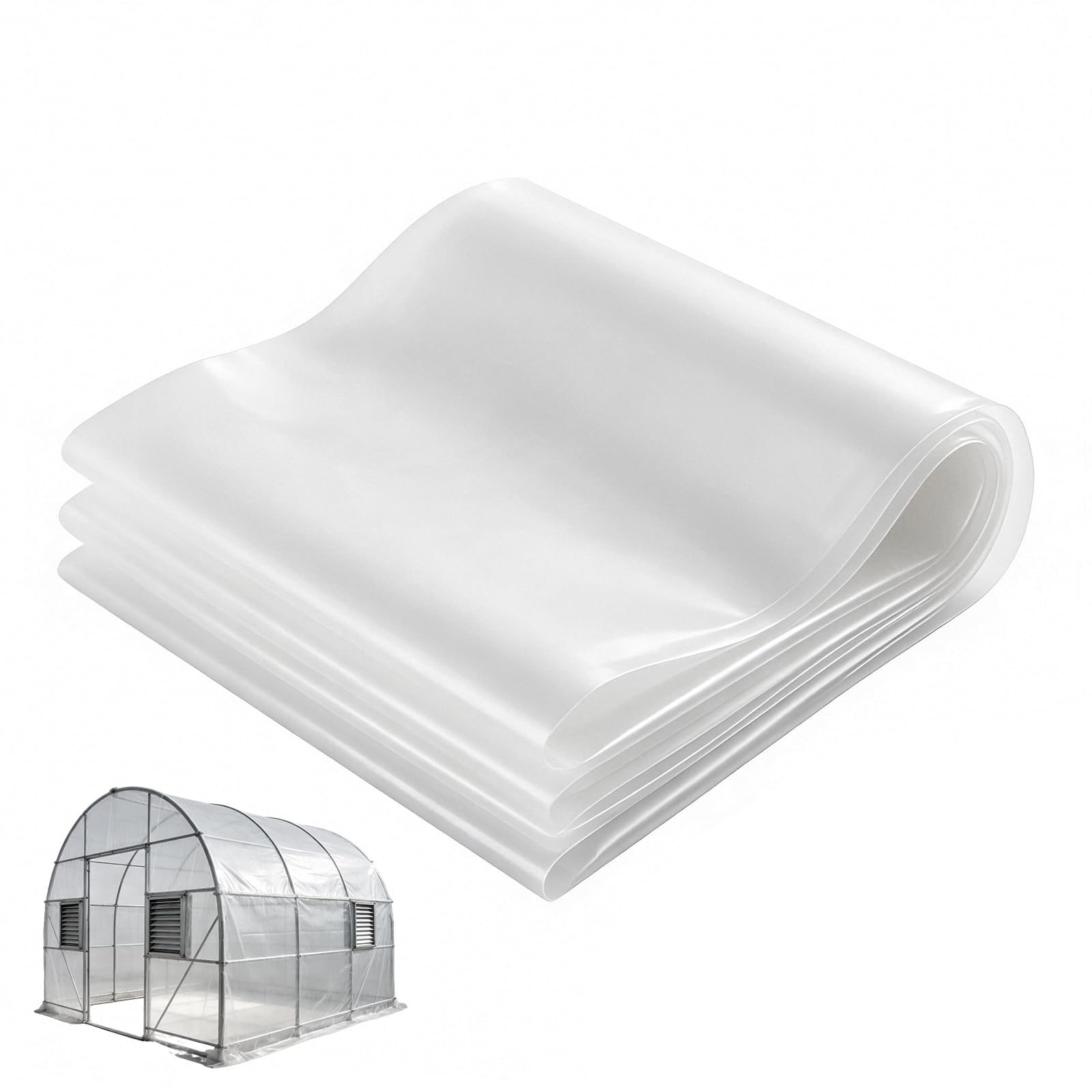 3m x 6m Heavy Duty Polythene Sheeting, Clear Thickened Waterproof Plastic Dust Cover, Tarpaulin for Garden, Building, Insulation & Rubble Protection