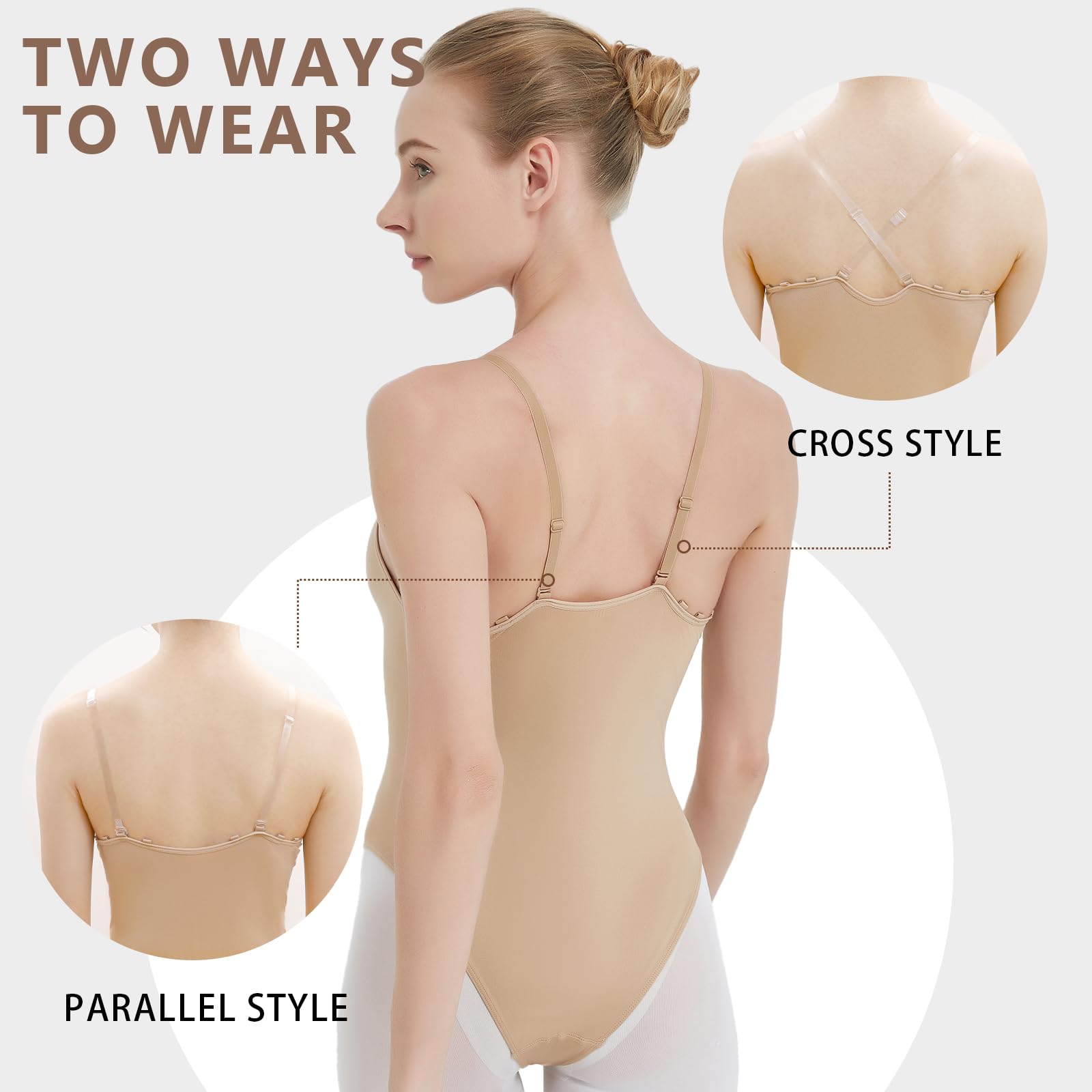 Donna Body a Canotta Body da Danza Camisole Classica Ginnastica Leotards Balletto Body Costumi con Spalline Regolabili