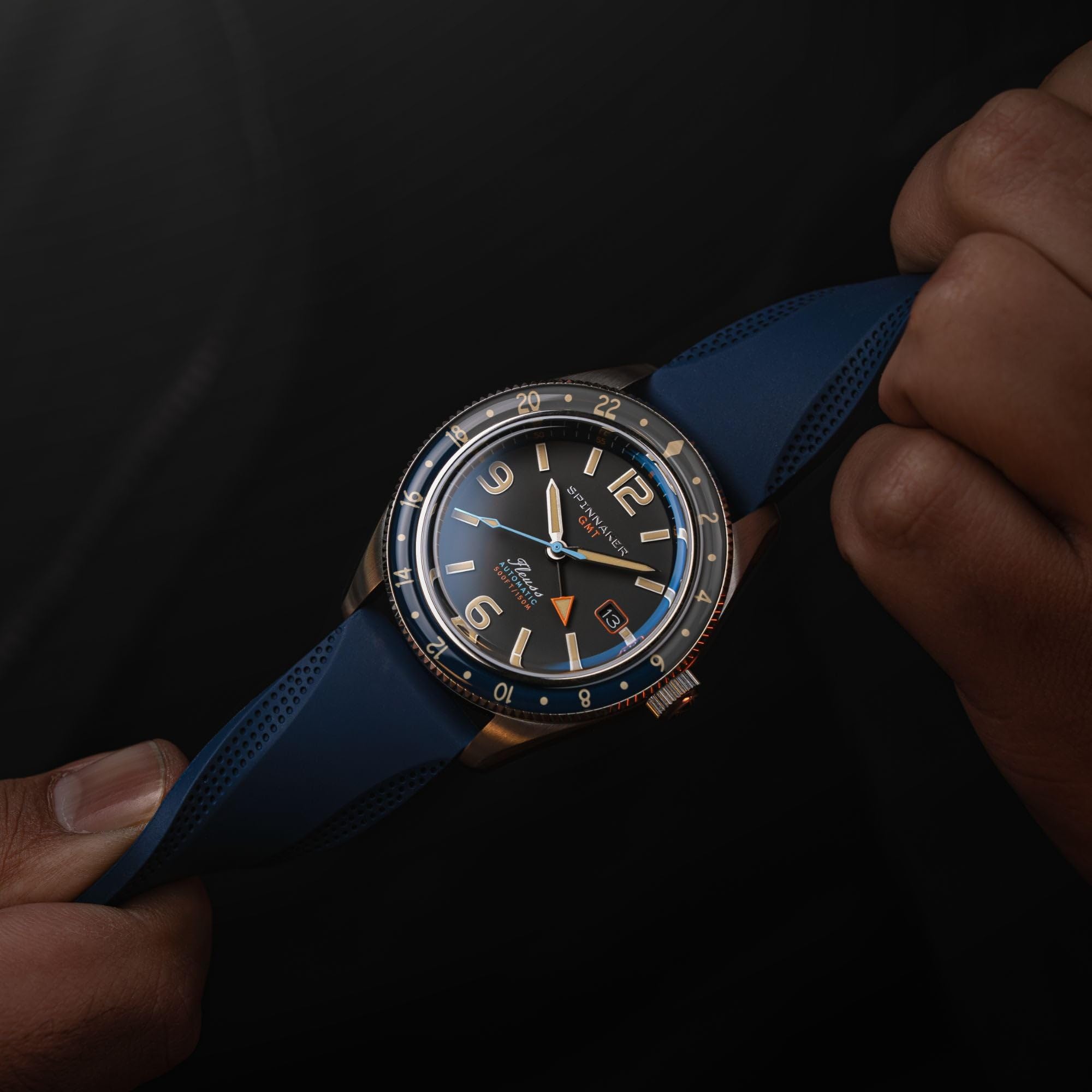 Spinnaker Herren Fleuss GMT Automatikuhr mit massivem Edelstahlarmband SP-5120