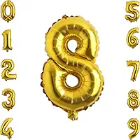 Balão Numero Metalizado 100cm Dourado, Balão Metalizado Numero Gigante, Balão De Número Grande Metalizado 1 Metro (Dourado8)