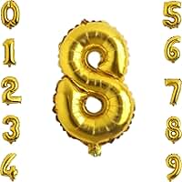 Balão Numero Metalizado 100cm Dourado, Balão Metalizado Numero Gigante, Balão De Número Grande Metalizado 1 Metro (Dourado8)