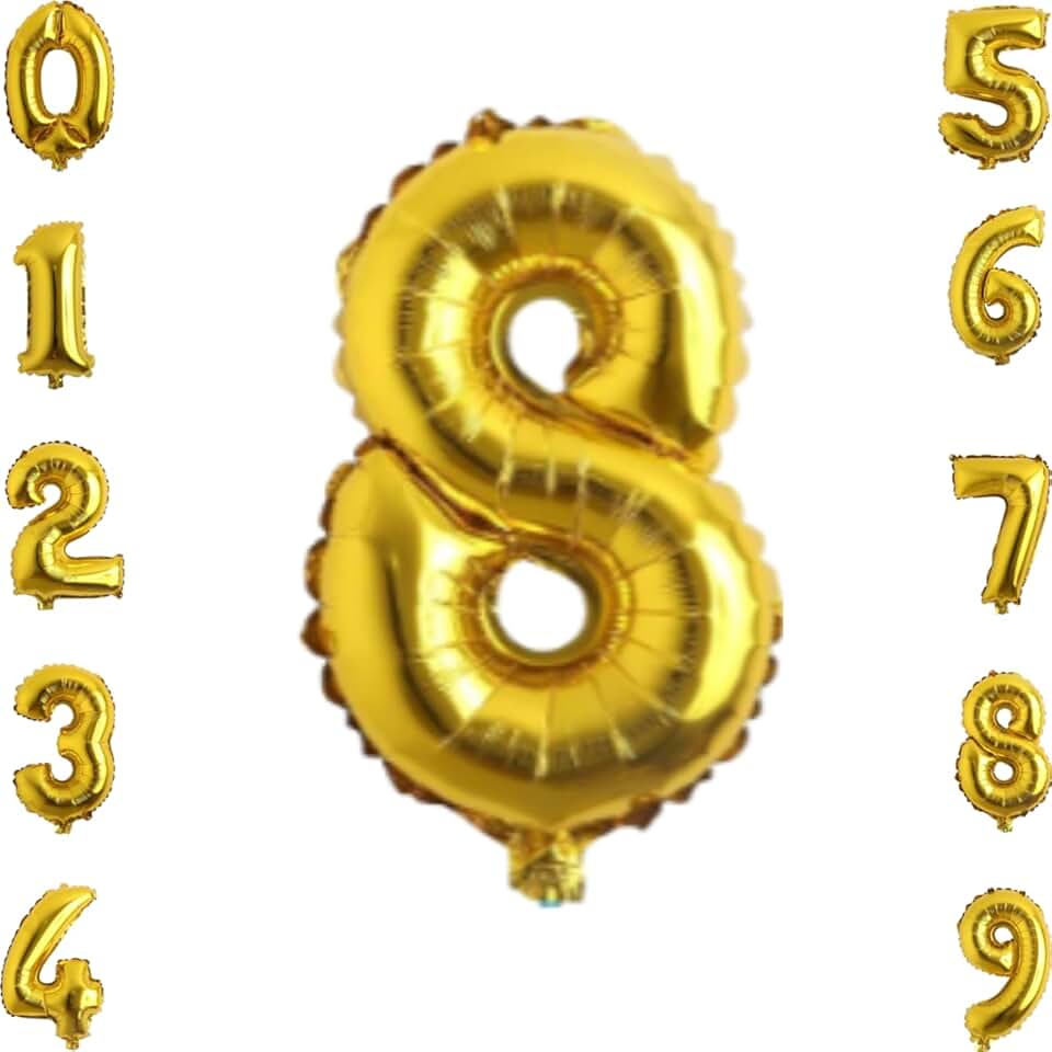 Balão Numero Metalizado 100cm Dourado, Balão Metalizado Numero Gigante, Balão De Número Grande Metalizado 1 Metro (Dourado8)