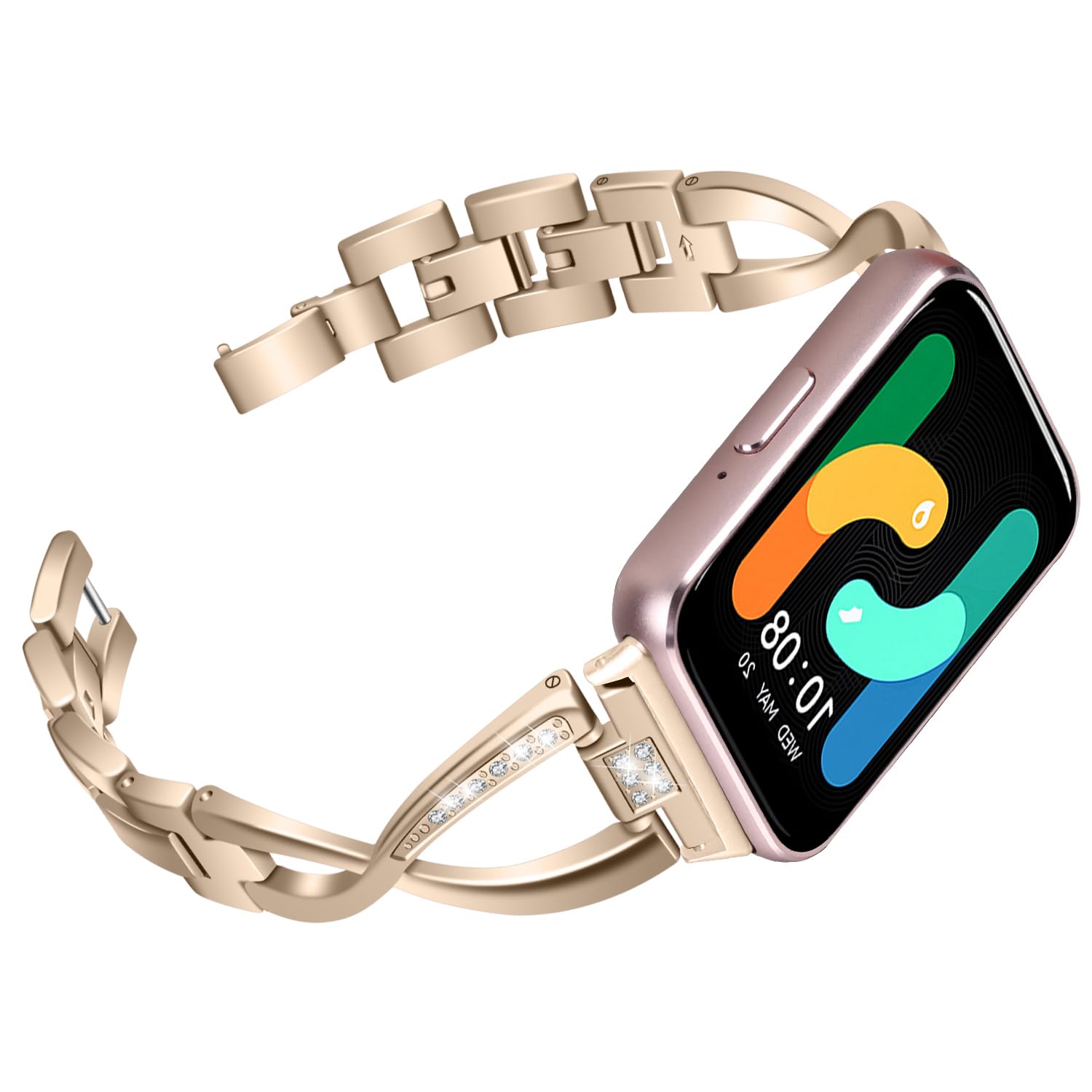 KUTEWEU Correa para Samsung Galaxy Fit 3 SM-R390, Crystal Bling Glitter Diamante de Diamantes de Imitación Joyas Pulsera de Metal Pulsera Correa de Repuesto para Galaxy Fit3 Fitness Tracker