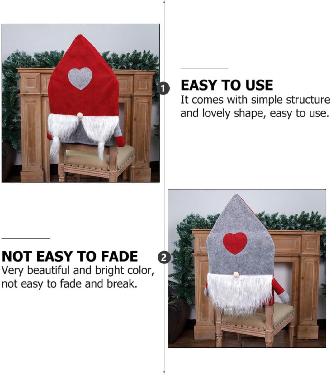 2pcs Funny Xmas Chair Cover Ornament in Felt Cloth for Dining Chairs