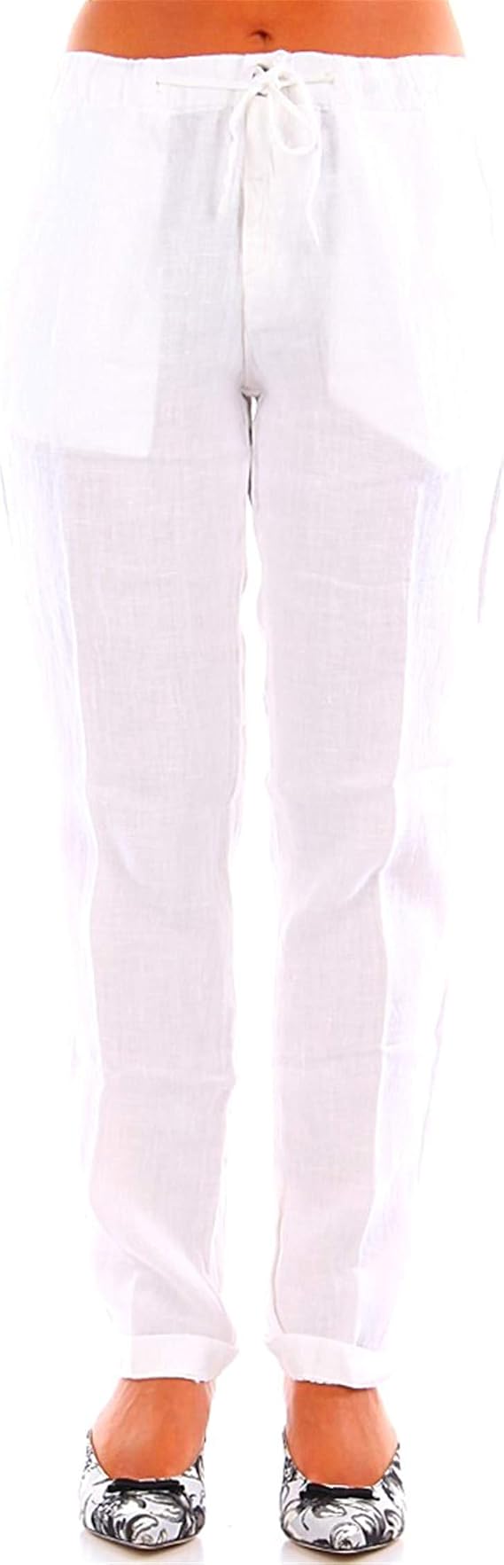 40WEFT Pantalone Bianco in Lino Puro Anna per Donna : Amazon.it:  Abbigliamento