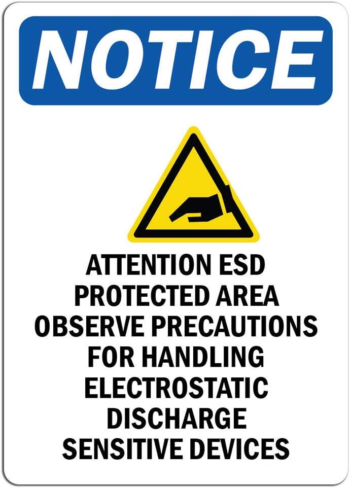 Notice Attention ESD Protected Area Sign with Symbol