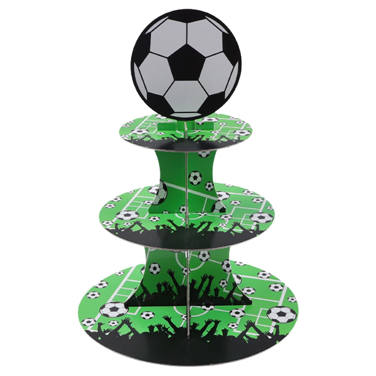 Tour à dessert à 3 niveaux football pour gâteau d'anniversaire sans encombre