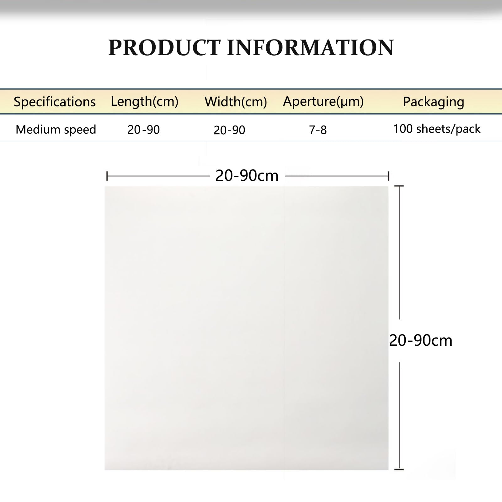 DRISSA Carta da Filtro Laboratorio, Carta da Filtro Qualitativa, Grandi Dimensioni, per Il Test Dell'olio di Laboratorio Chimico, per Liquori Scienza Chimica, 100 PCS(Size:70x70cm)