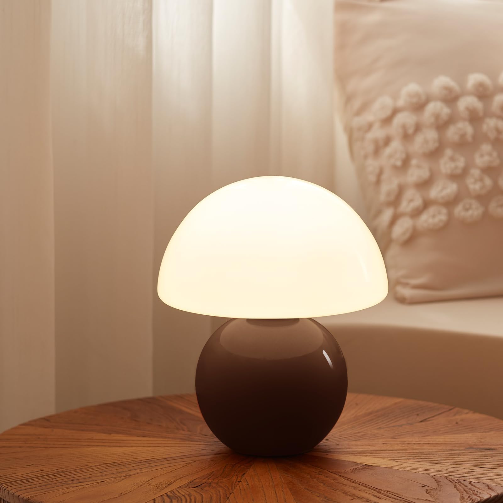 Mushroom Lamp Table Lamp for Bedroom,Desk Bedside Small Lamps for Living Room Night Stands,Mushroom Decor Cute Mini Modern Mid Century Lamps,Unique Aesthetic Home Living Room Decor(Coffee)