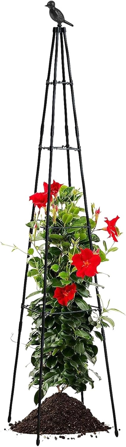 Metal Trellis,Metal Obelisk Vertical Frame,160cm Climbing Potted Garden Trellis - for Tomato Grape Cucumber Pea Vines Vegetable Flower Potted Indoor Outdoor