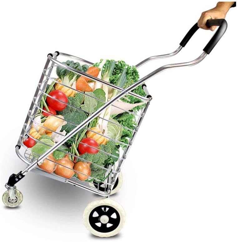 Grocery Shopping Cart with Swivel Wheels, Foldable and Utility with Adjustable Height Handle