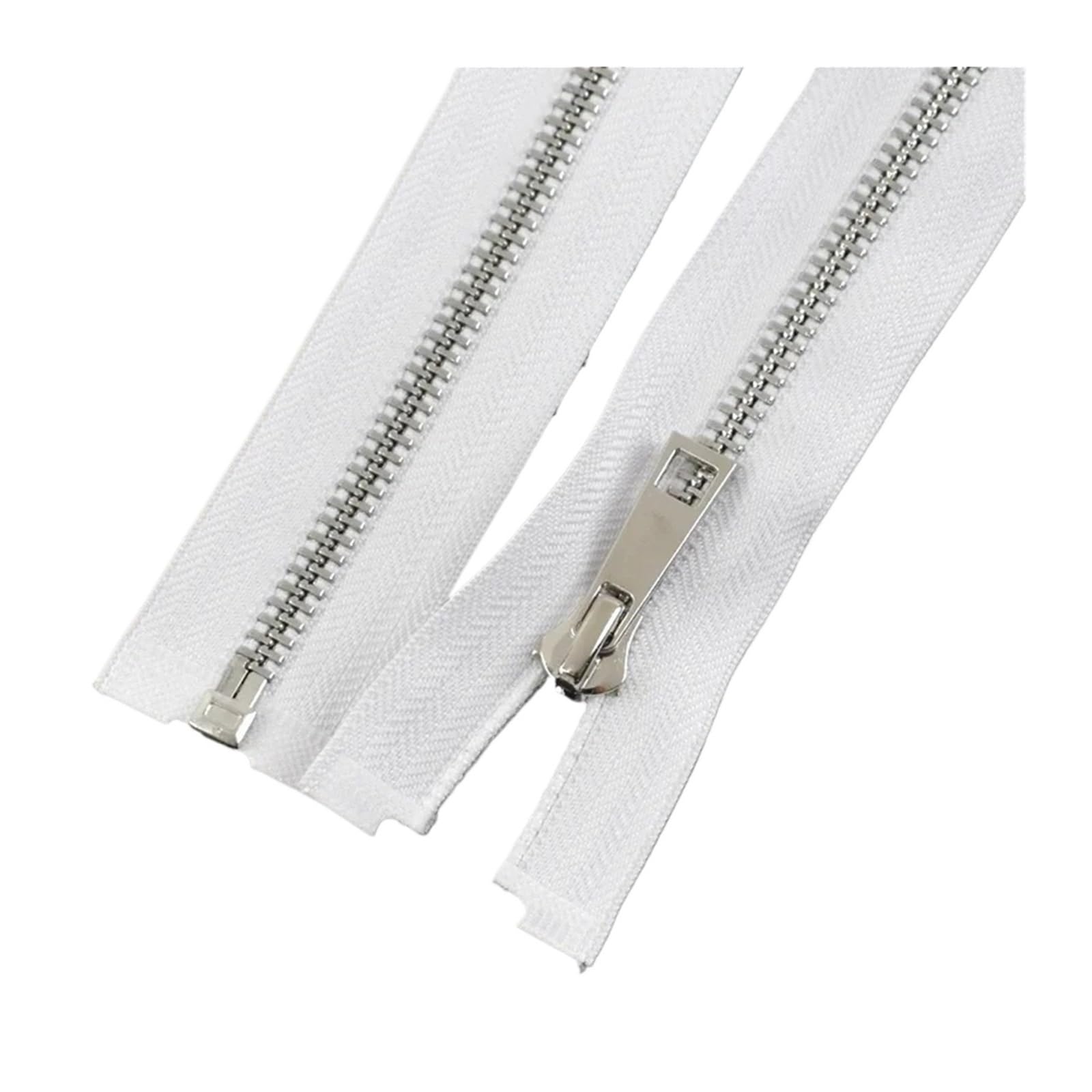 Cremallera de metal 5 #, 40/50/60/70/80 cm, apertura simple, dientes plateados, ropa, cierres de coser(60 cm, 5 # – 10 unidades)