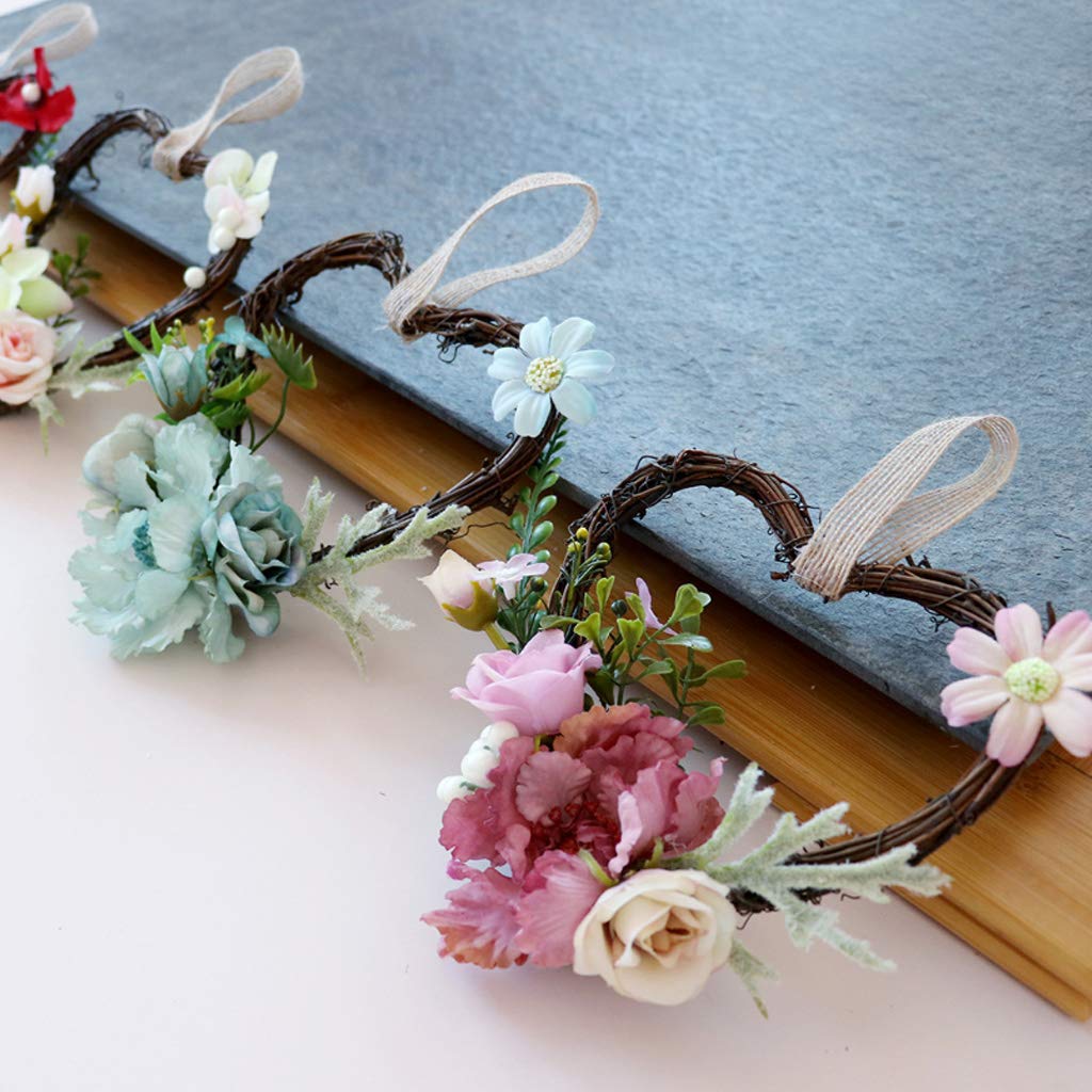 Couronne De Fleurs Artificielles En Forme De Cœur - Décoration Murale Ou Suspendue Pour Mariage, Saint-Valentin, Porte, Voiture - 11