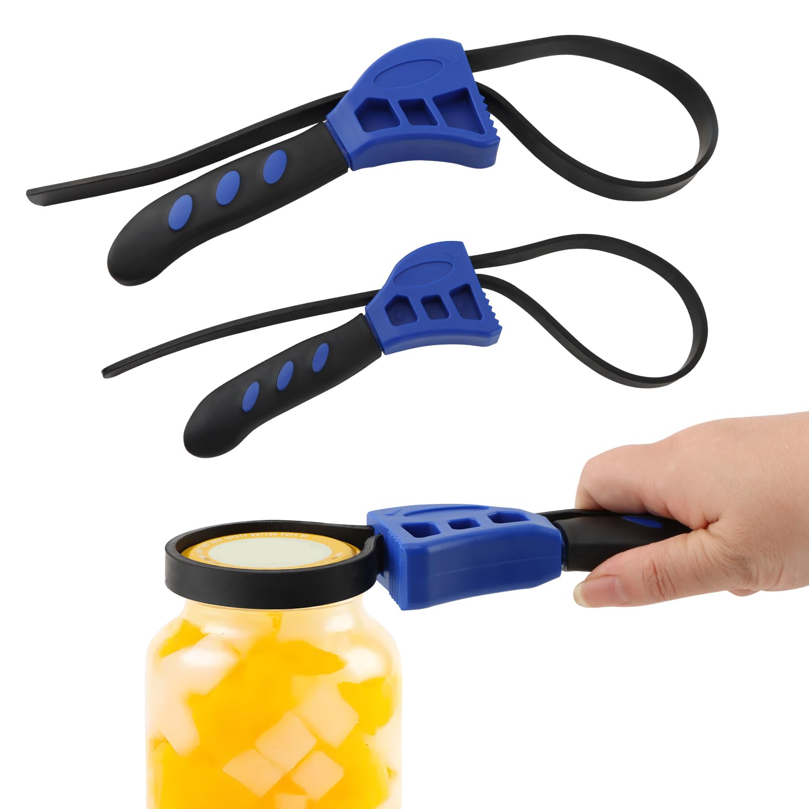 Juego de llaves de correa de goma ajustable, 2 piezas, diámetro máximo de 4 y 6 pulgadas, llave de cinturón de goma reforzada ajustable para abridor de tarros, cabezal de ducha, filtro de aceite