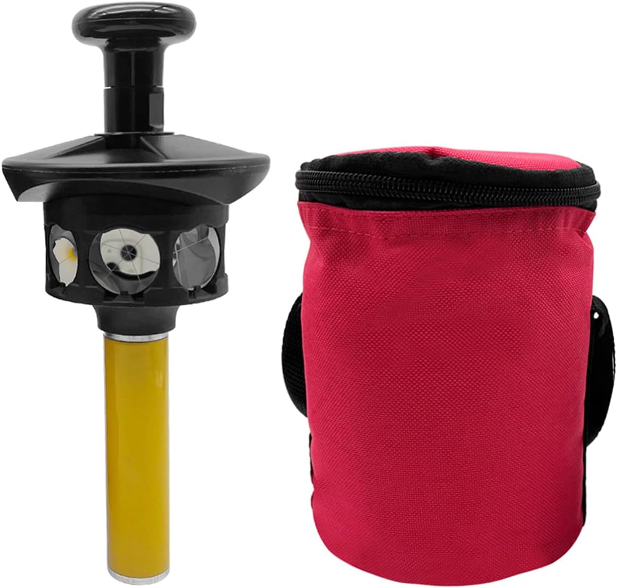 360 Degree Reflective Prism Compatible with Trimble Total Station with 10cm Extending Pole Storage Bag 360° Total Station Prism Reflector for Surveying (Prism with Yellow Pole)