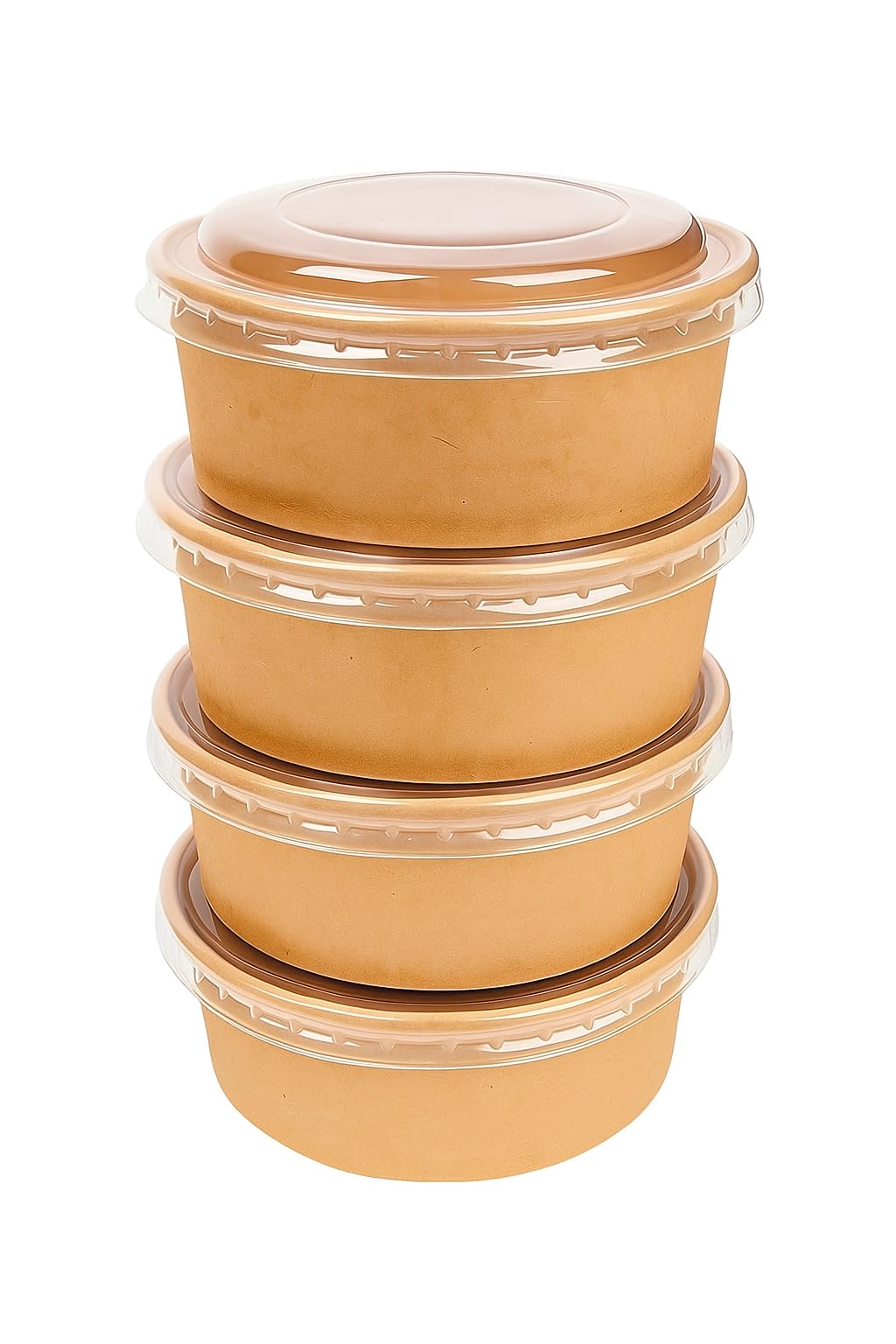 200 Ensaladeras Kraft 750 ml con Tapa PET Transparente, Envases Resistentes para Ensaladas, Pasta y Take Away, Aptas para Microondas