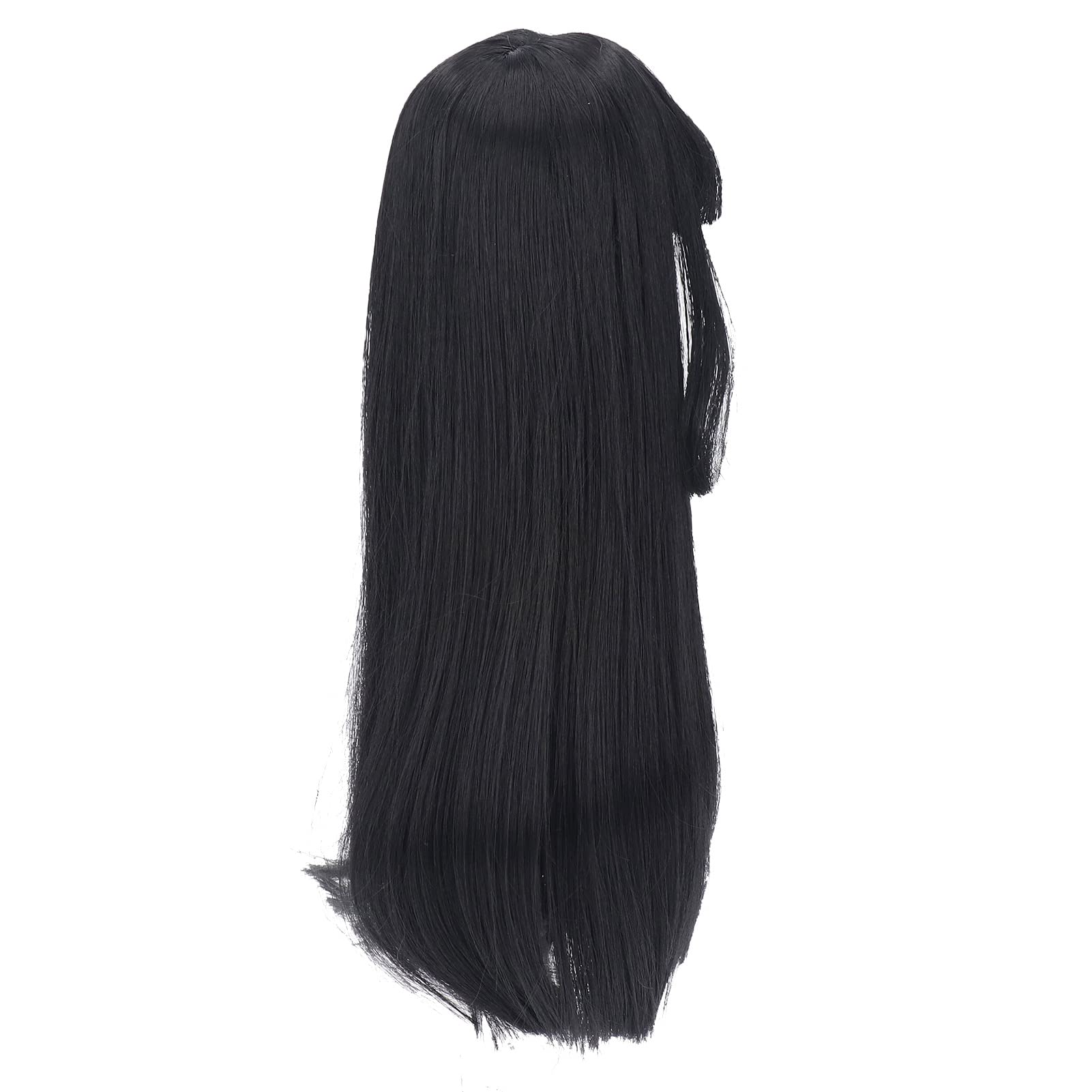 Zerodis 1/3 BJD - Parrucca per bambola SD, 21-24 cm, in seta naturale morbida ad alta temperatura, capelli lunghi e lisci mohair, con frangia per indossare parrucca per bambole BJD, colore nero fai