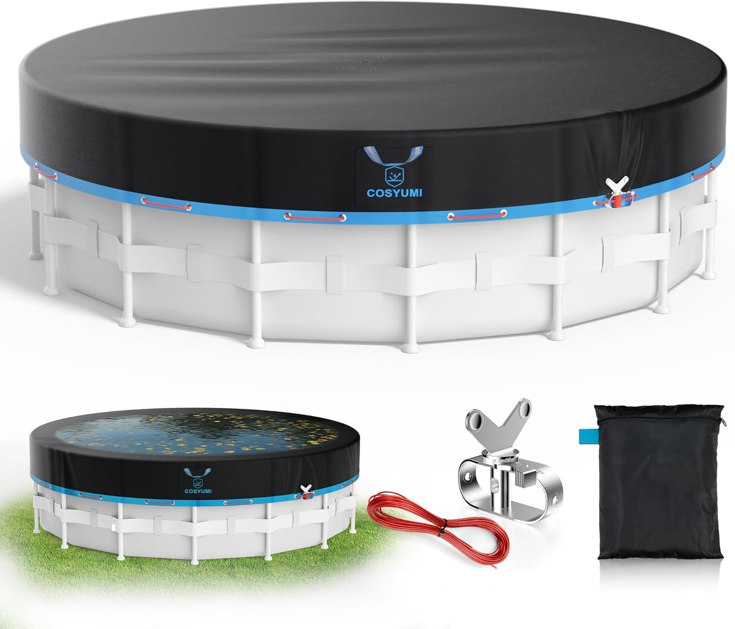 18ft Above Ground Pool Cover, 420D Oxford Fabric for All Season Use - Tear Resistant, UV & Dust Proof