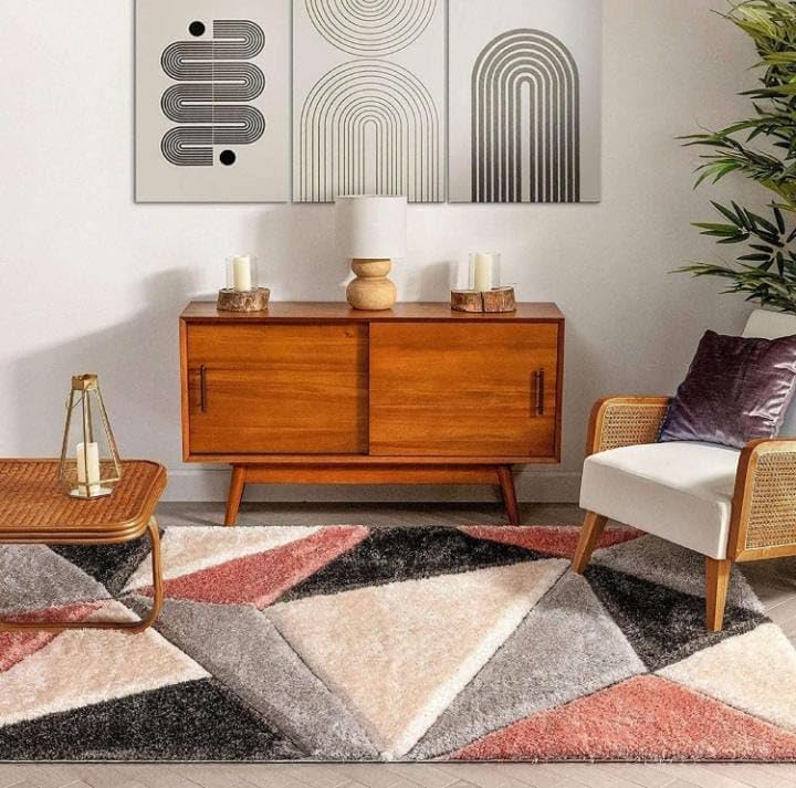 Image of Shaggy Rugs 10 x 14 Feet Soft and Cozy Carpet for Living Room & Hall, Bedroom, and Kids Room Non-Slip, High Pile, Machine Washable, Perfect for Any Room (Grey Silver Pink)