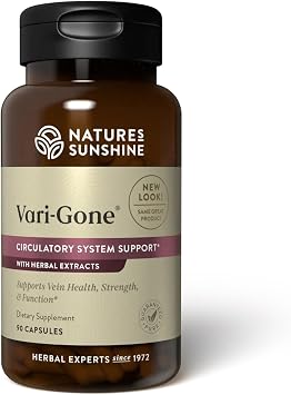 Natures Sunshine Vari-Gone, 90 Capsules, Varicose Vein Supplements with 7 Powerful Herbs and Nutrients That Support Circulation for Vein Health, Strength, and Function