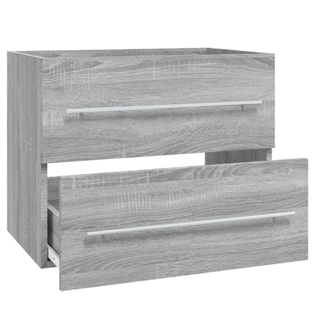 Mobile sottolavabo grigio sonoma in legno 60 x 38,5 x 48 cm con cassetto e molto spazio per mobili da bagno, salvaspazio e adatto per montaggio a parete