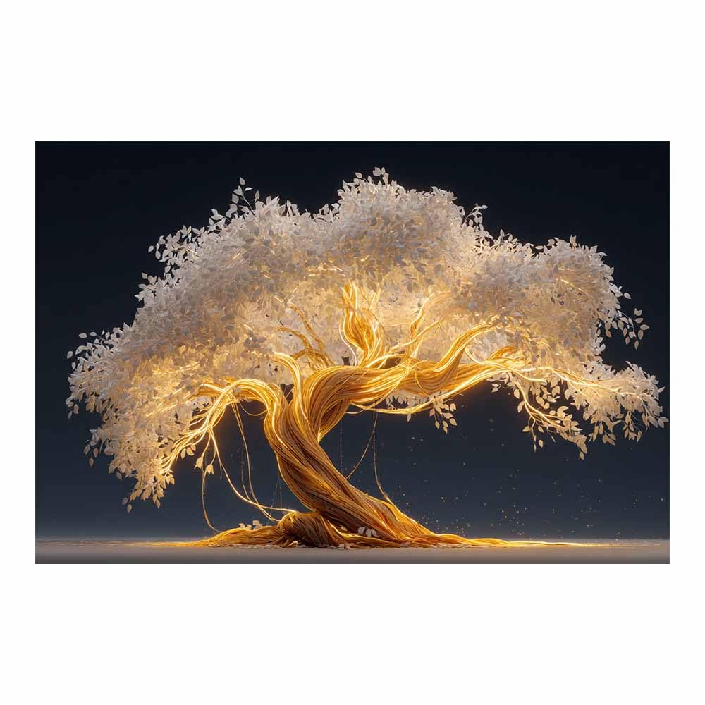 ZAMAEIU Tree of life wall decor Branch-flowing Tree On Canvas Prints Poster Pictures for Living Room Bedroom Home Office Wall Decoration(white)-80x120cm Unframed