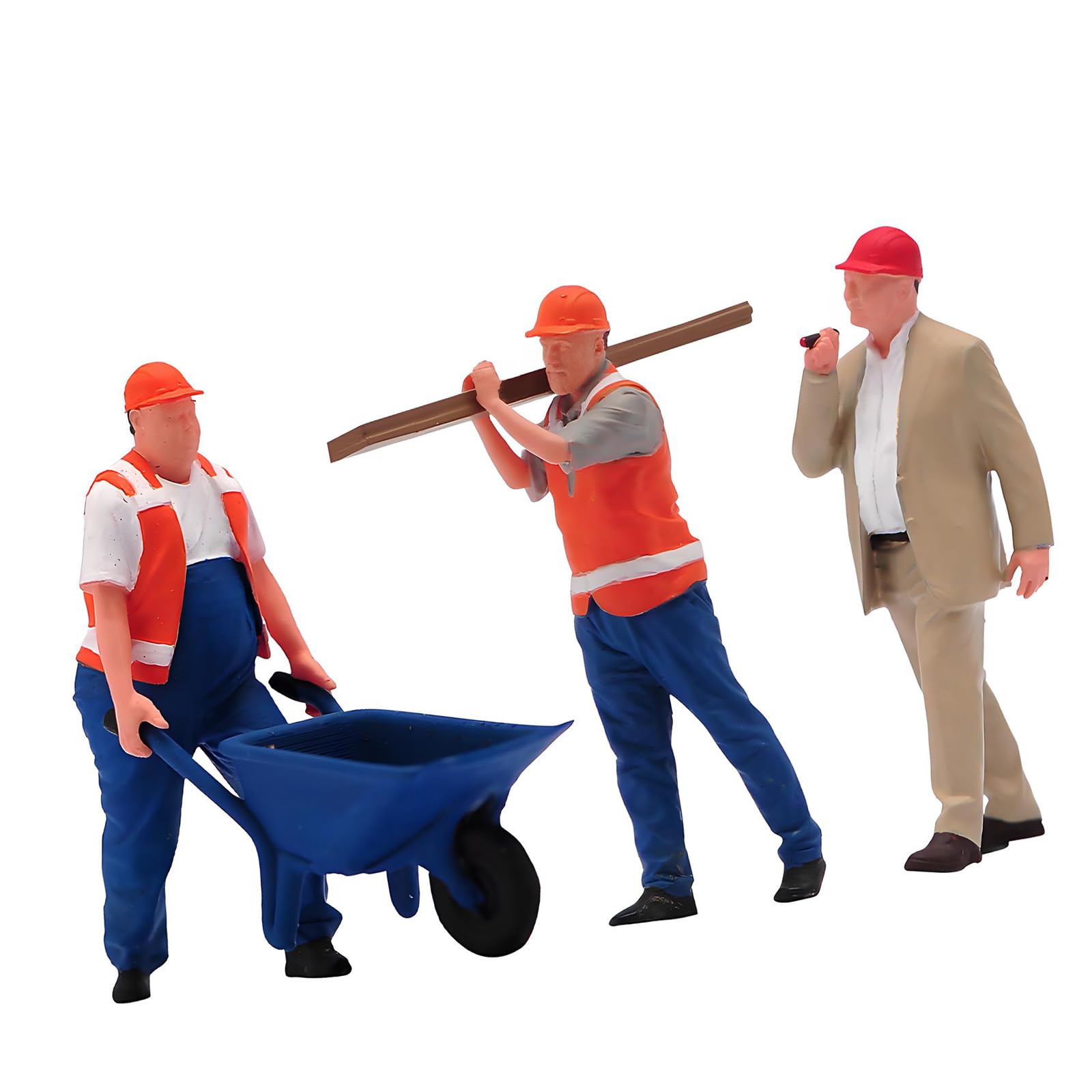 Hredyqw 1:64 Scale Miniature Construction Worker Figurines Set Painted Resin Model For Building Scene Decoration