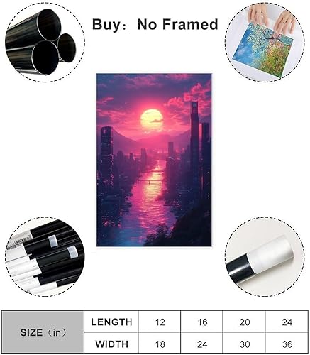 Miniatura 2 de Vaporwave Neon City Wall Art  Synthwave Retro Futuristic Print  Abstract 80s Aesthetic Poster for Modern Home Decor Canvas Art Poster And Wall Art