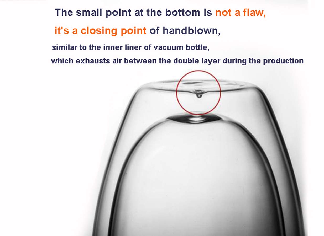 Tazza Termoisolante Vetro Borosilicato 350ml - Doppia Parete, Manico - Per Caffè E Bevande Calde/Fredde