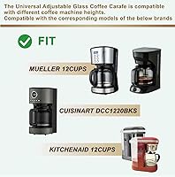 Vista 5 de Coffee Machine Replacement 12-CUP Glass Pot, Compatible With Kitchenaid KCM1209 KCM1208 Cuisinart DCC 1220BKS, Capresso SG300, Gourmia GCM3260