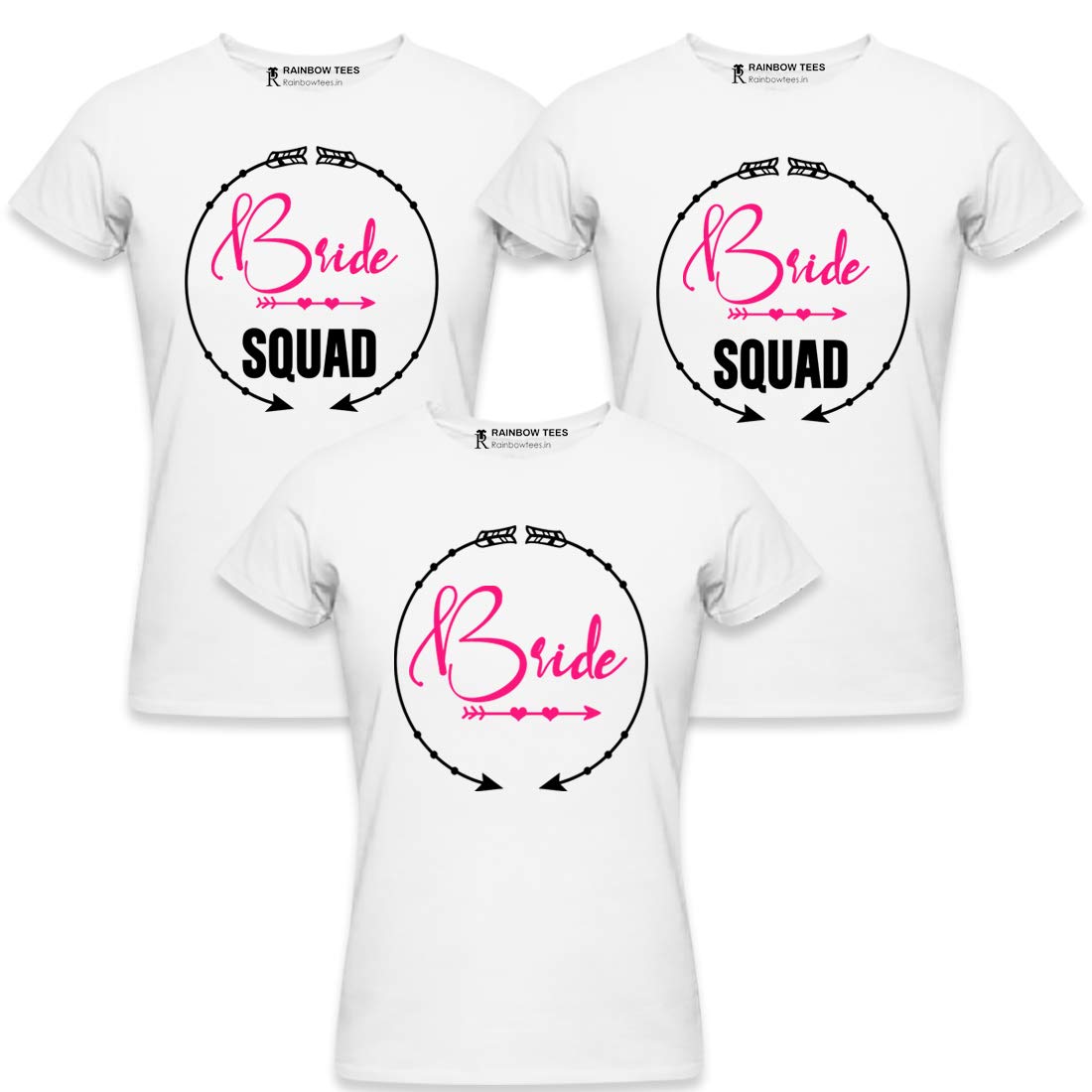 RAINBOWTEESBride-Bride Squad -Love Arrow Women's t-Shirts Set of 3 Tshirts for Women