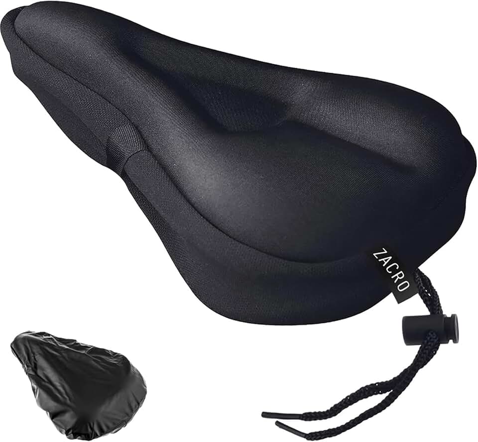 Zacro Cojín de Gel para Sillín de Bicicleta - Funda Acolchada Extra Suave para Hombres y Mujeres, Compatible con Peloton, Bicicletas de Carretera, Montaña, Urbana, Interior y Exterior