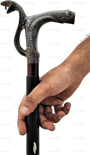 Miniatura 2 de Carfar Handicrafts - Palo de mano de latón macizo negro antiguo, diseño hecho a mano, de madera negra (estilo IV)