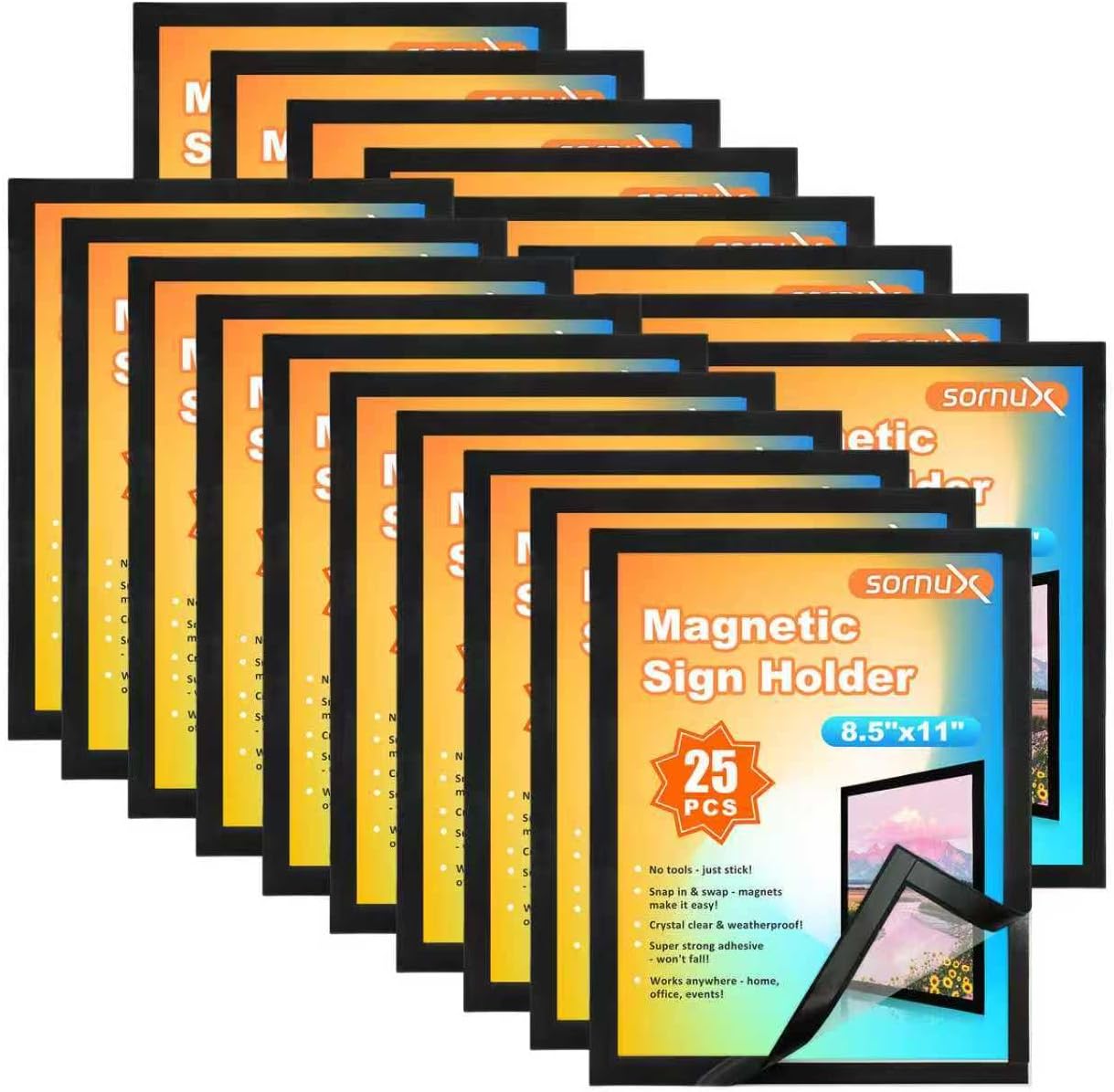 8.5 x 11 Magnetic Sign Holder 50 Pack, Self-Adhesive Wall Mount Sign Holder, Magnetic Document Holder for Home Office Store Poster Paper