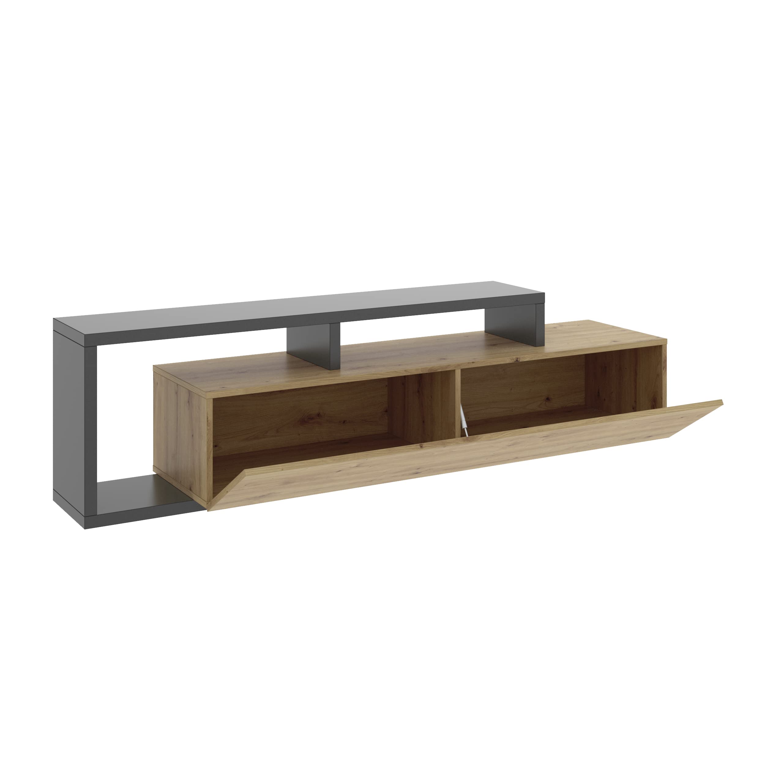 DEKIT GRUPO RIMOBEL KRAM Mueble de TV bajo, Melamina, Grafito y Nordic, 47x165x40 cm