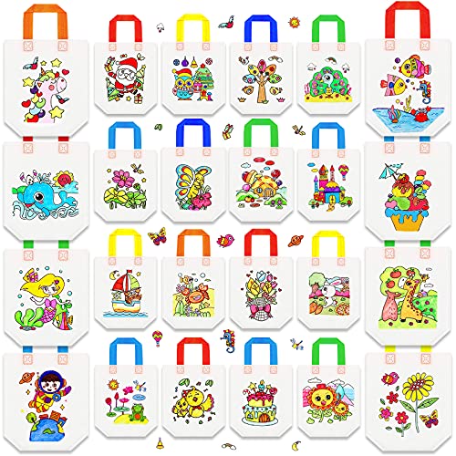 24 Styles Cute Cartoon Coloring Goodie Bags Reusable Coloring Carnival Art Party Favor Bags For Color Your Own Goodie Bags For Birthday Party Diy Crafts Or Party Favors Supplies #TOP3
