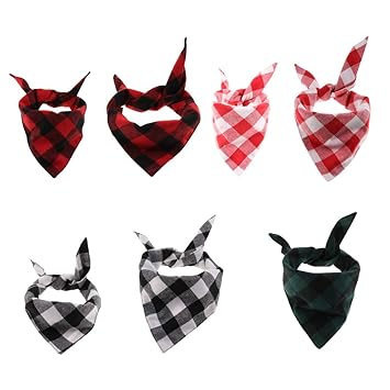 VMS INDIADog Cat Collor Plaid Type Scarf Decorative Saliva Towel Red Black S