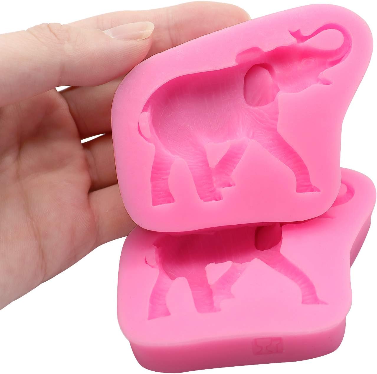 2 Pcs Cute Elephant Silicone Mold for DIY Chocolate Cake Topper Decoration Pudding Handmade Ice Cream,DIY Craft Art Candle Making Mould, Sugarcraft Jelly Gumpaste Mold