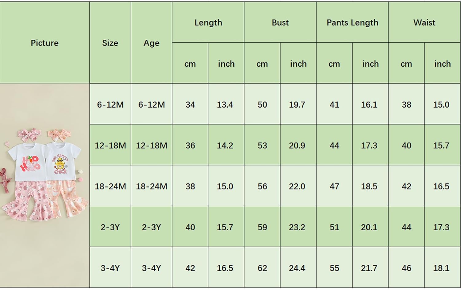 Toddler Baby Girl Easter Outfits Short Sleeve T Shirt Top Bunny Print Bell-Bottom Flared Pants Summer Clothes Set - Image 7