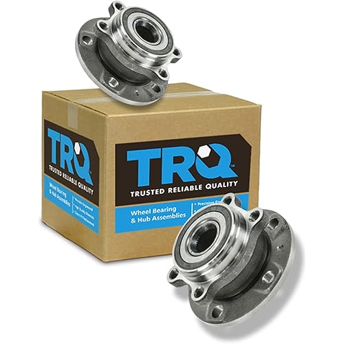 TRQ Front Driver and Passenger Side Wheel Bearing and Hub Assembly Set 2 Piece Compatible with 08-13 Audi A3 06-13 A3 Quattro 15-18 Q3 15-18 Q3 Quattro 08-15 TT Quattro 12-13 TT RS Quattro