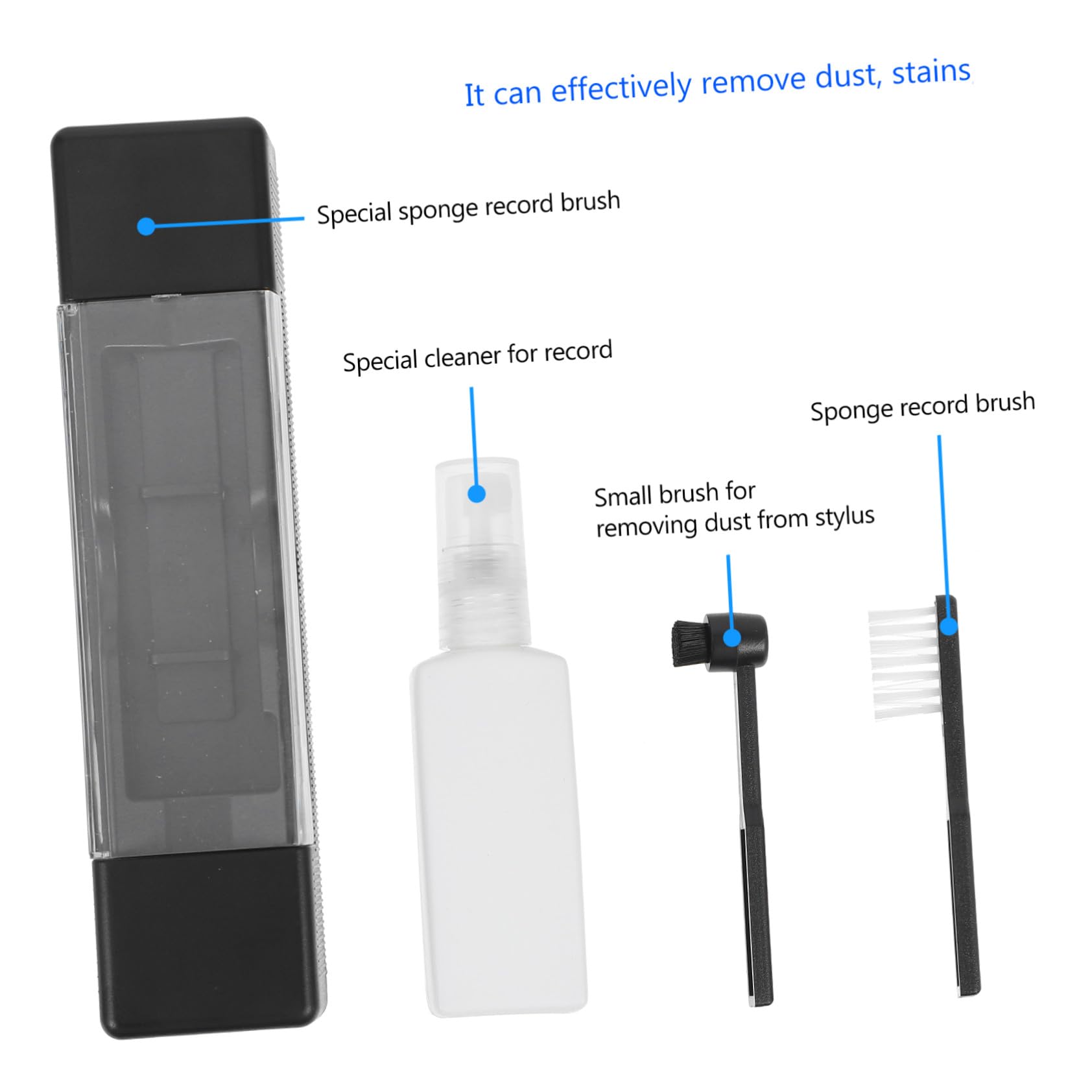 Kit de Limpieza para Discos de Vinilo y Proteger Discos para Prolongar Vida Útil de Aguja Cepillo de Plástico y Esponja, Limpiador Líquido