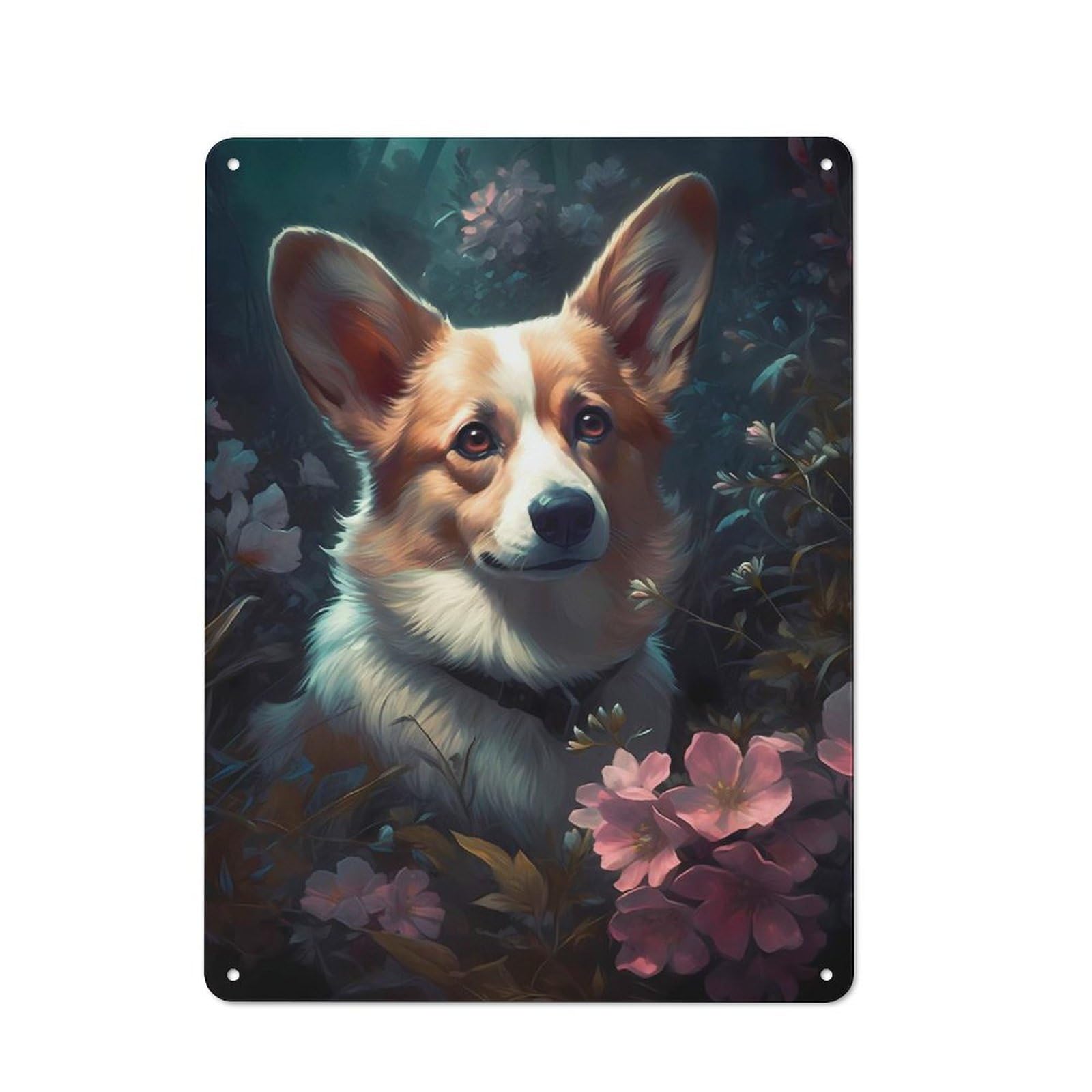 Junmoney Corgi Dog Fanciful Rustic Metal Plaque 40X30cm For Studio Or Craft Room, Housewarming Present For People Styling Studio And Craft Room